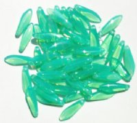 50 5x16mm Milky Green Opal Dagger Beads